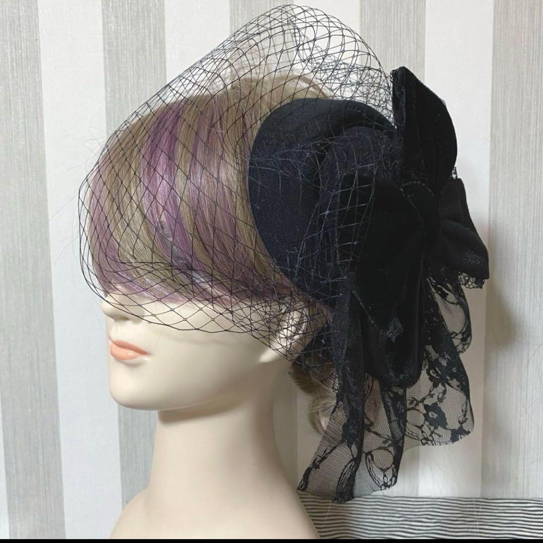 ❁︎ミ様❁︎ トーク帽 ベロアリボン×レース 和装 洋装 髪飾り ヘッドドレス
