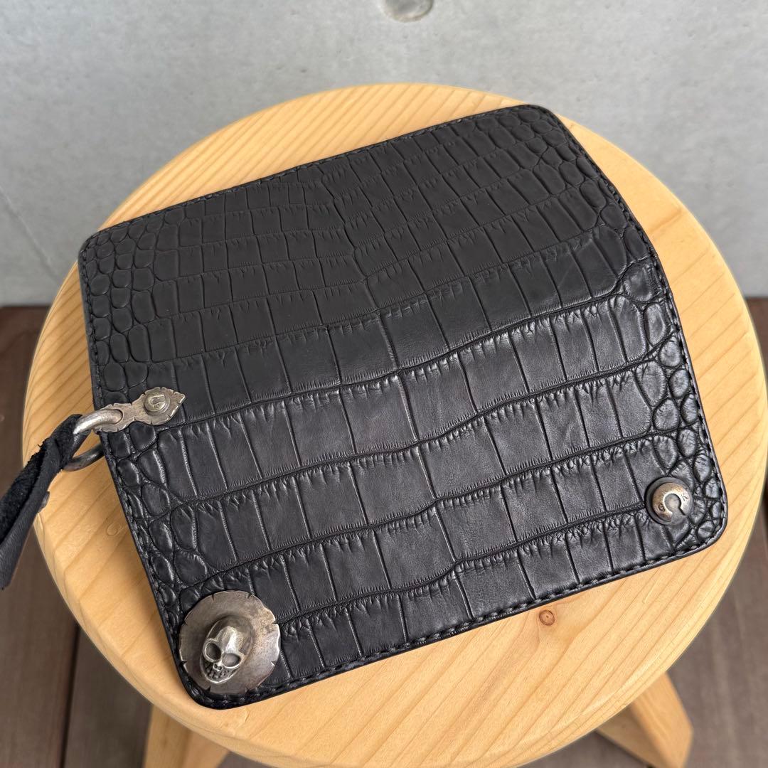 Gold Kid ゴールドキッド レザー クロコダイル革 財布 黒 新品 未使用