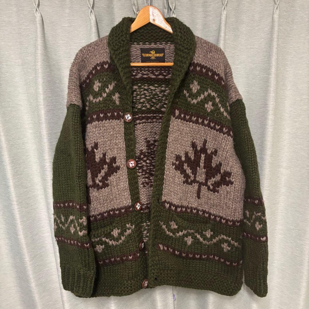 美品！THUNDERBIRD サンダーバード　カウチンセーター　メイプルリーフ