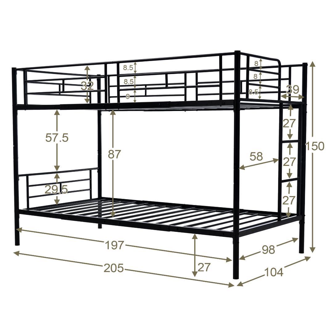 ホワイト 二段ベッド 2段ベッド スチール 耐震 ベッド シングル パイプベッド