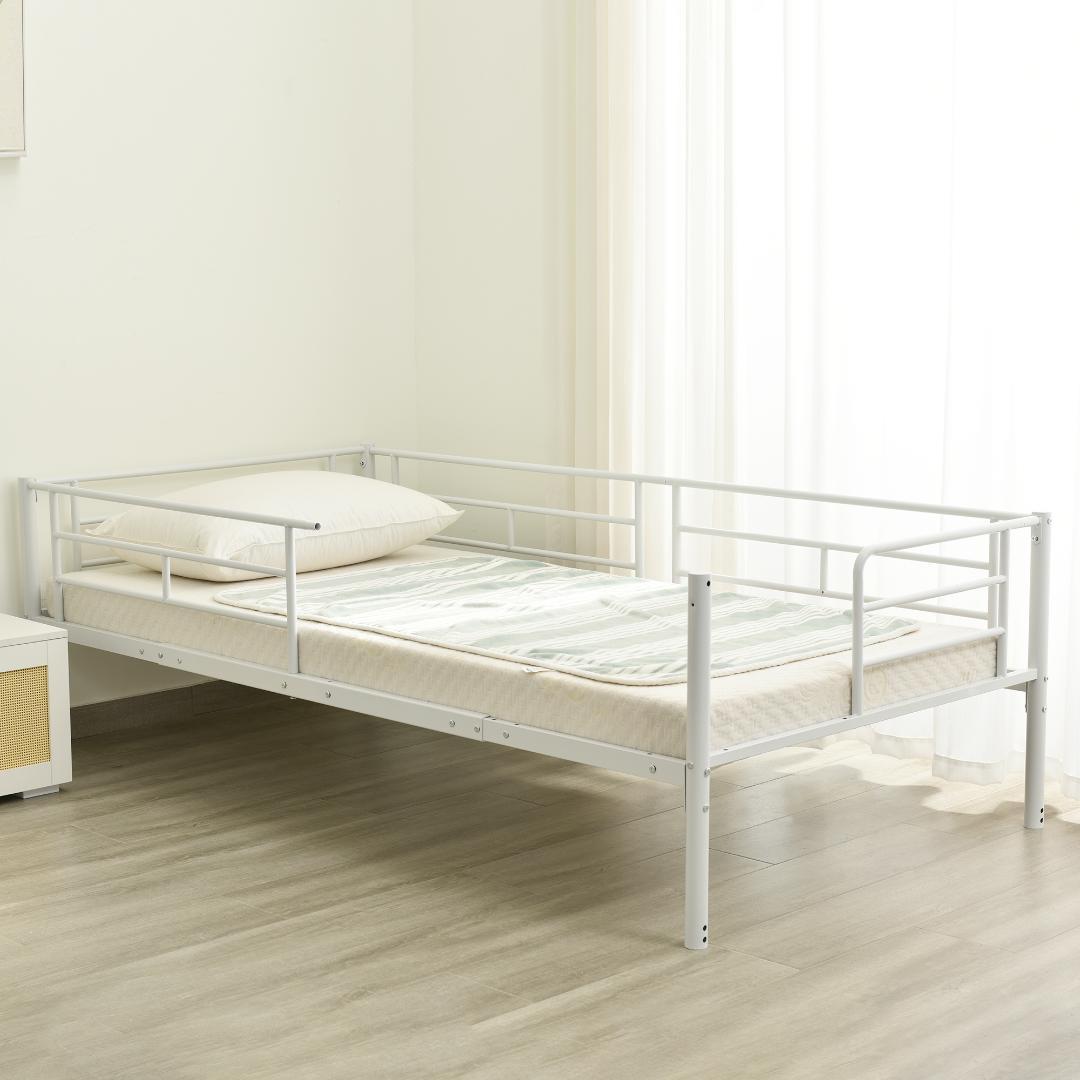 ホワイト 二段ベッド 2段ベッド スチール 耐震 ベッド シングル パイプベッド