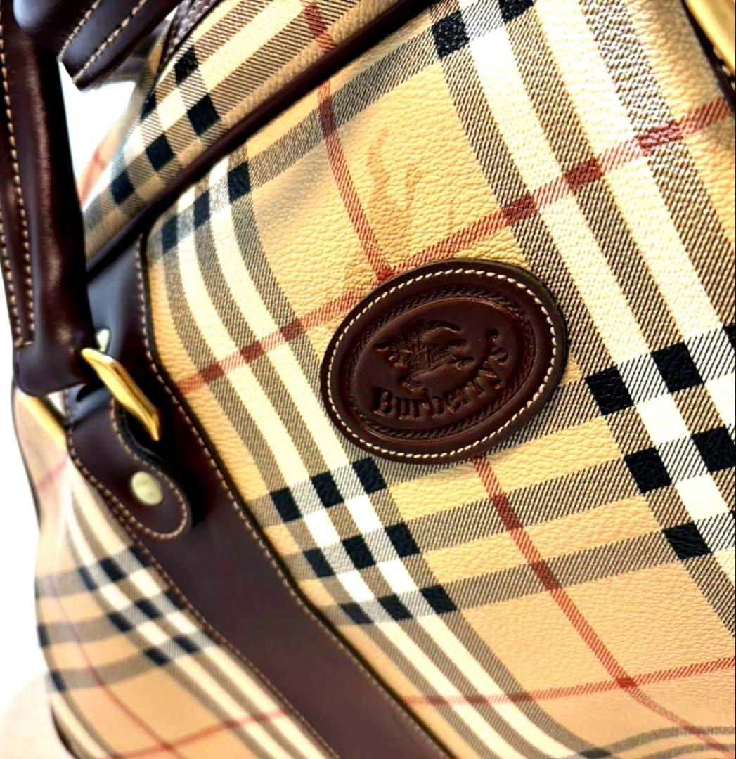 極美品 BURBERRY ボストンバッグ　ノバチェック　2段型PVC レザー鍵付