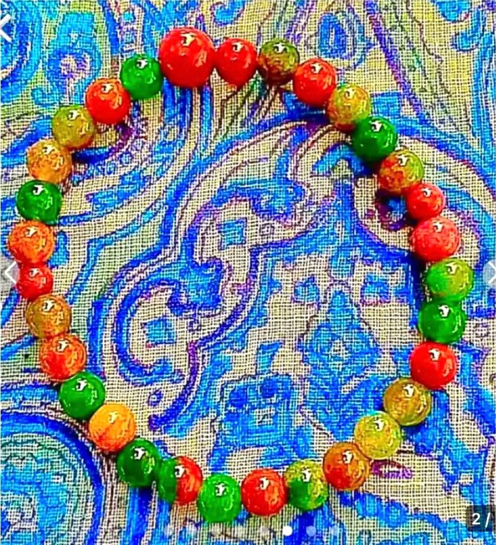 金運爆上げ 貴重！奥深い輝き！主玉7mm五色メノウ石製パワーブレスレット青渡寺