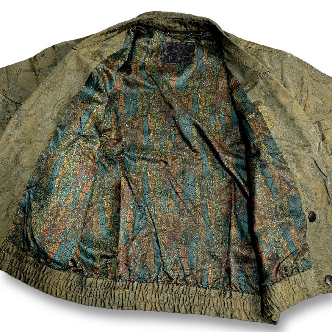 希少【VINTAGE】80s 90s 総柄 ジャガードデザイン ダブルジャケット