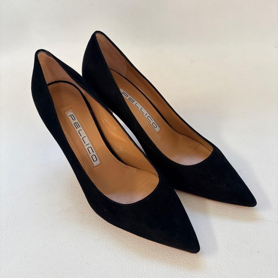 極美品✨PELLICO ANIMA 80 スエードパンプス 黒 35 1/2