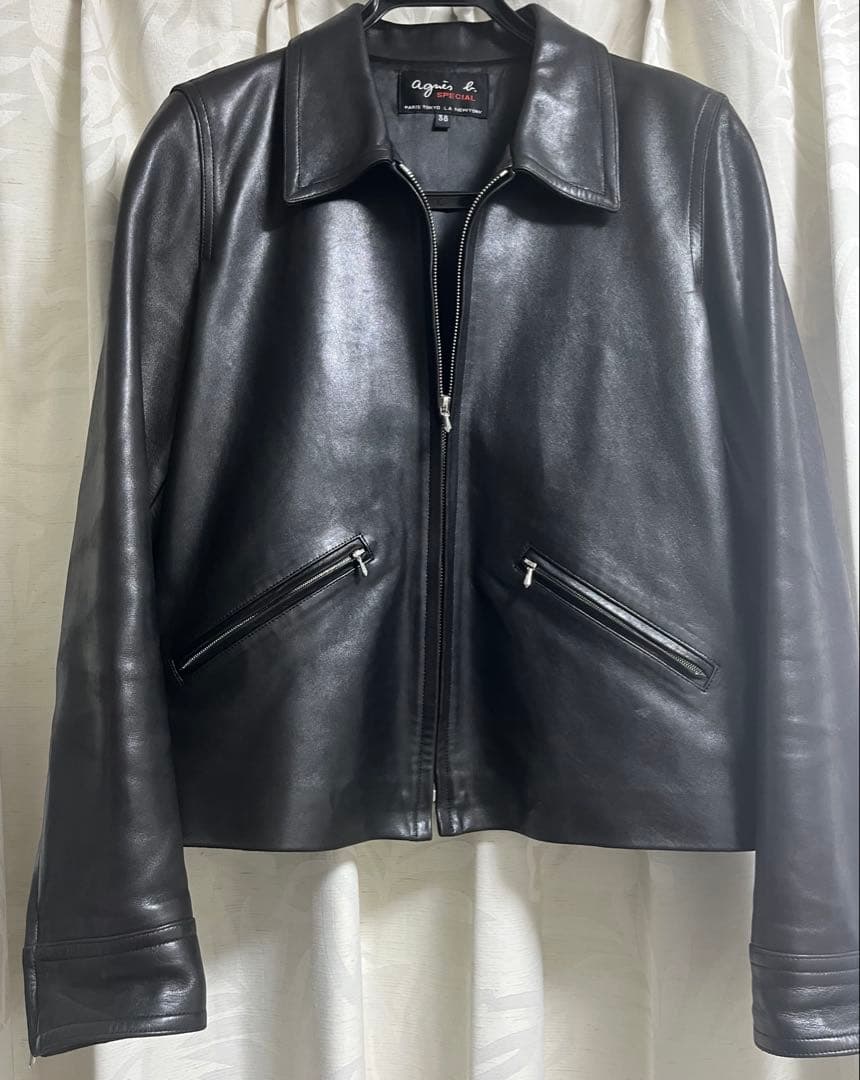 agnes b. special レザージャケットブラック