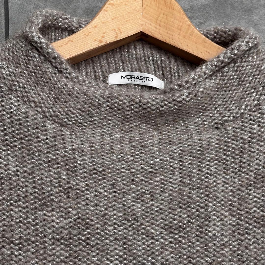 1回着用 MORABITO ニットセーター　アルパカ40% 銀ラメハイネック M