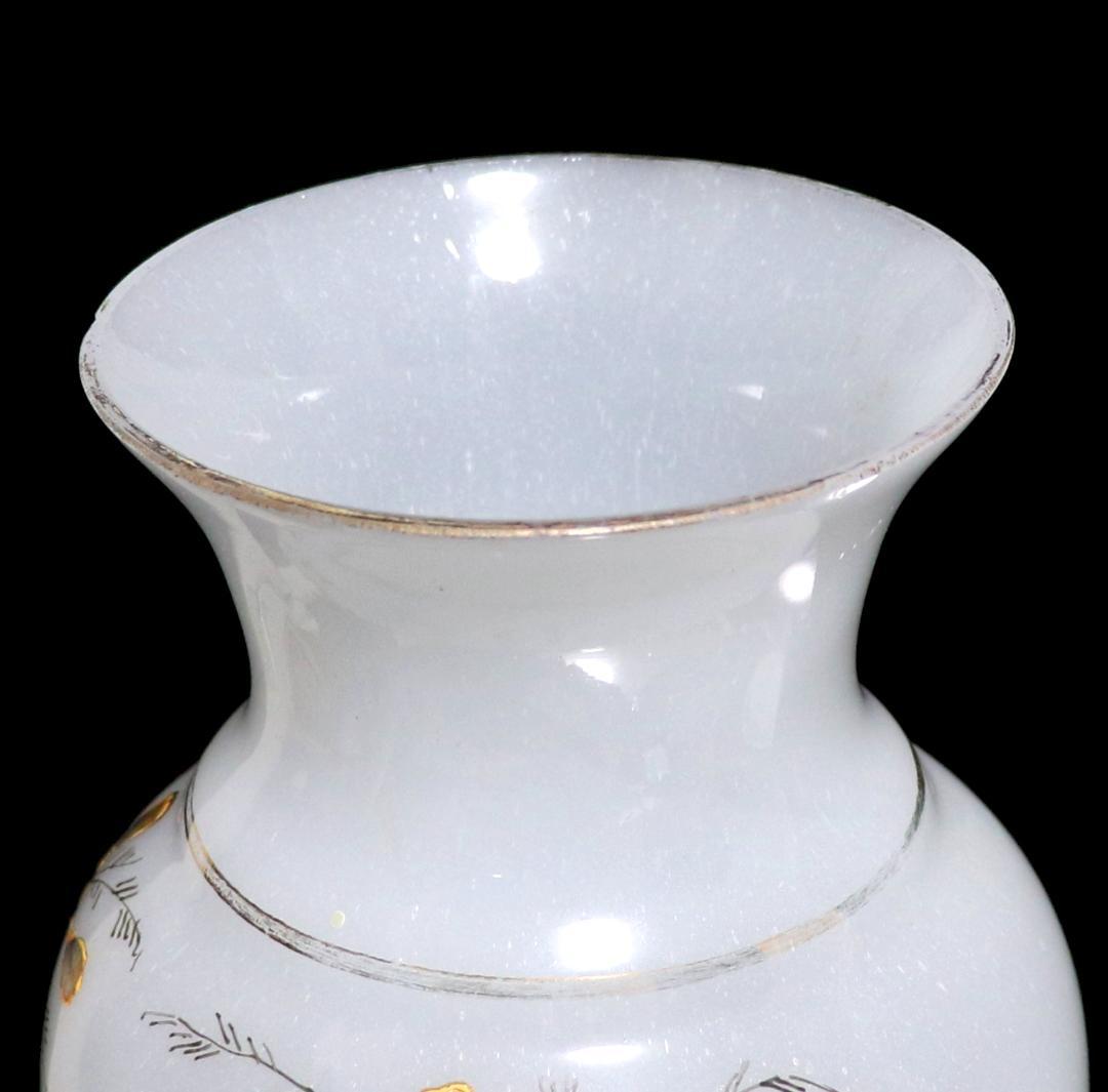 オールド・バカラ 大型30.3cm 金彩花柄花瓶オパーリンクリスタル製壺ゴールド