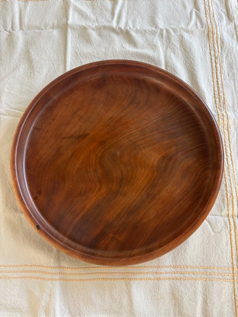 くりぬき盆 38cm お盆 円形盆　昭和　アンティーク　古道具