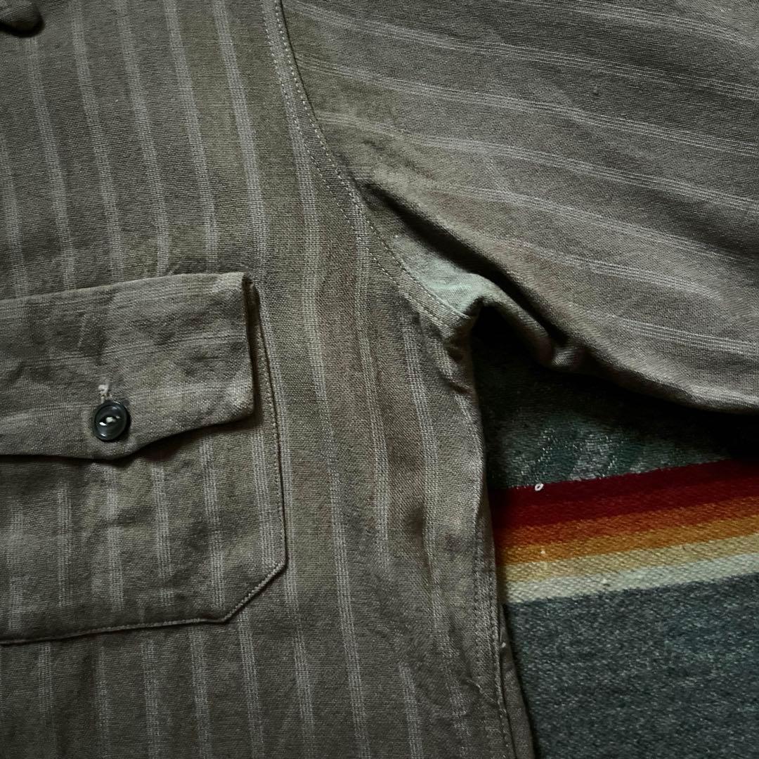 40s 50s Don Juan レーヨン ギャバジン ストライプ シャツ