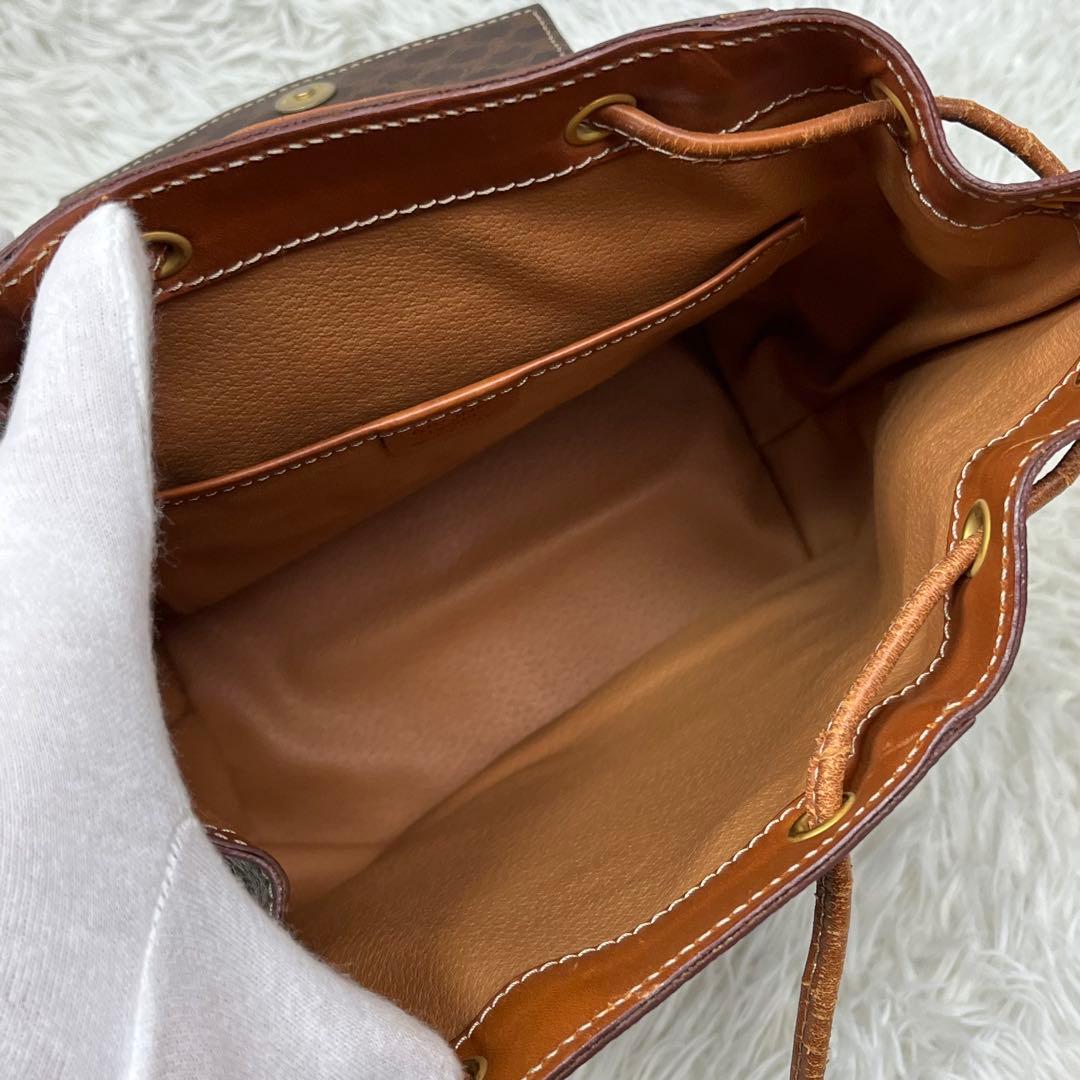 希少 セリーヌ CELINE リュック マカダム レザー PVC 巾着 フラップ