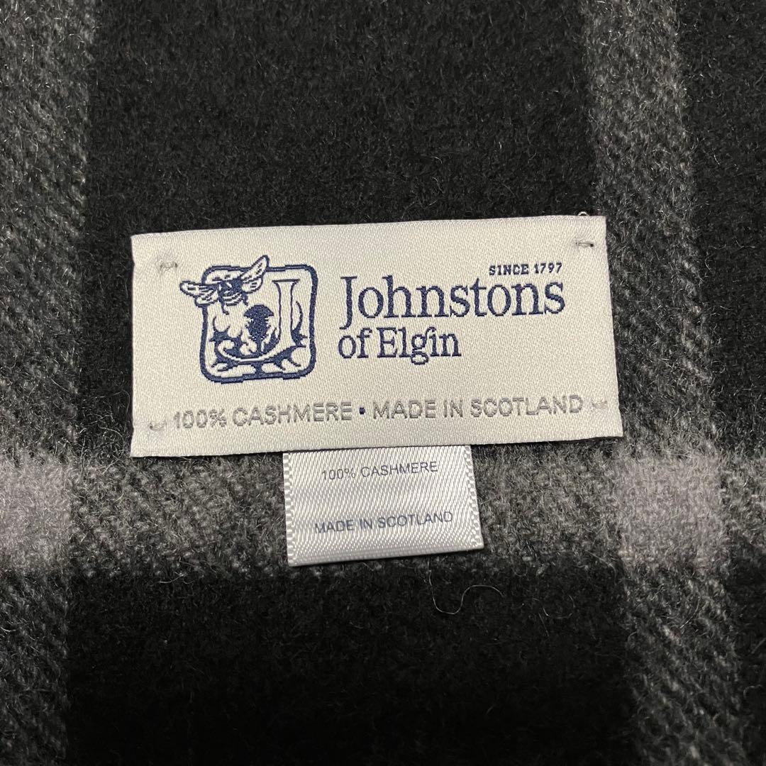 美品ジョンストンズ カシミヤ100%大判 ストール グレーマクファーソン