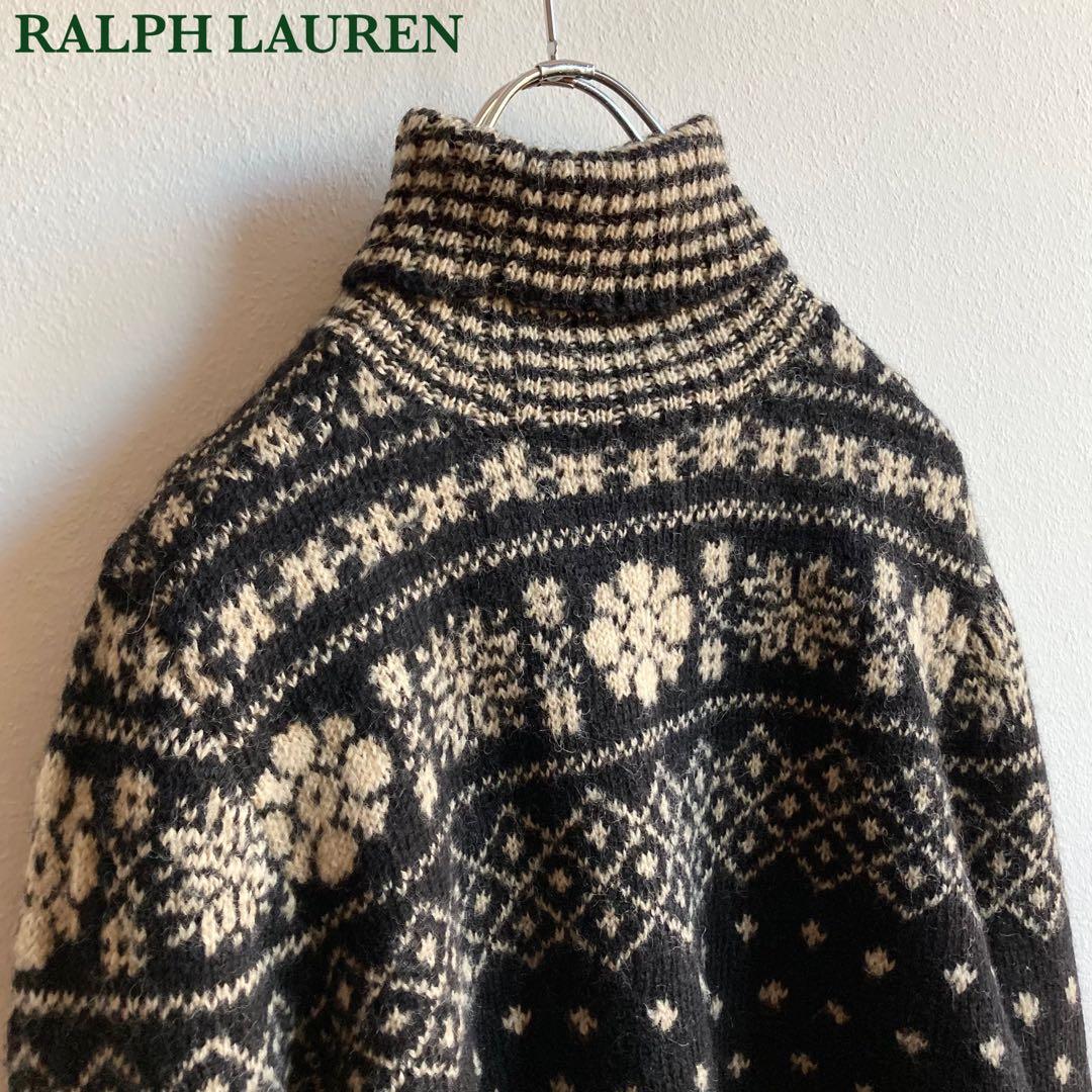 ラルフローレン ノルディック フェアアイル タートルネック ニット M 黒