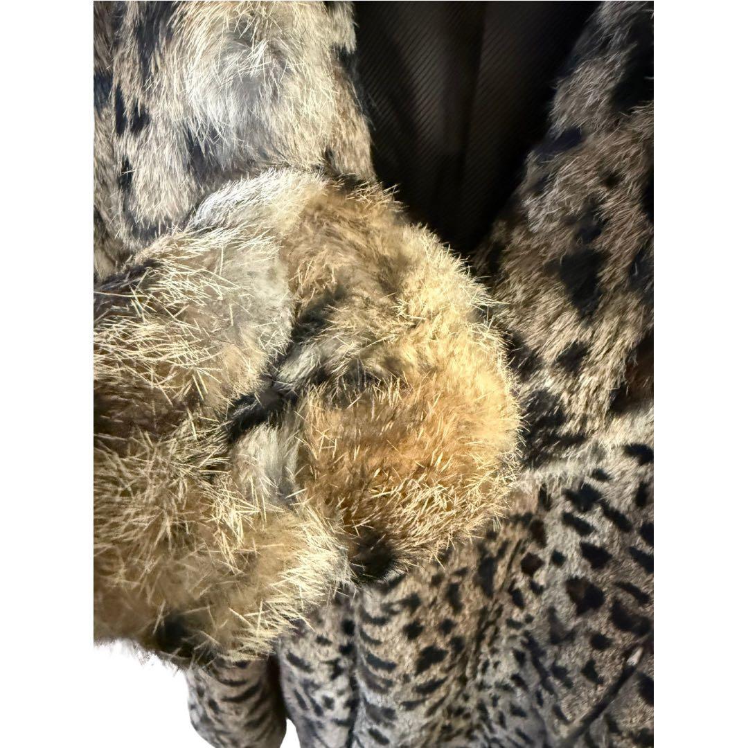 TORNADO MART 毛皮コート L ムートン ヒョウ柄 豹柄 リアルファー