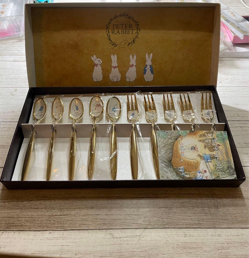 ピーターラビット、スプーン、フォークセット