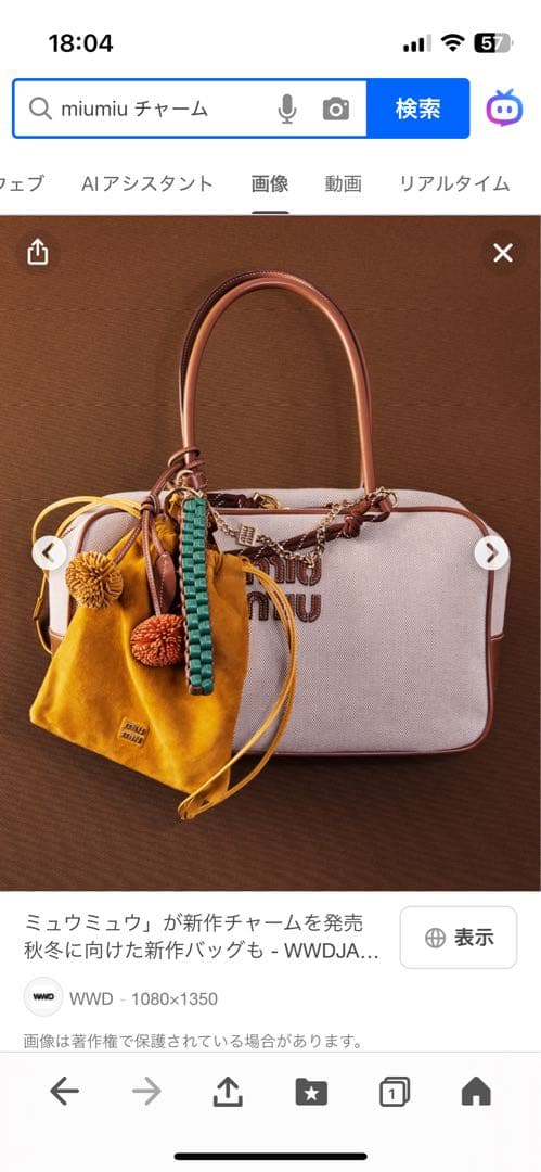 miumiu ミュウミュウ シルクサテン ポーチ 巾着 オリーブグリーン