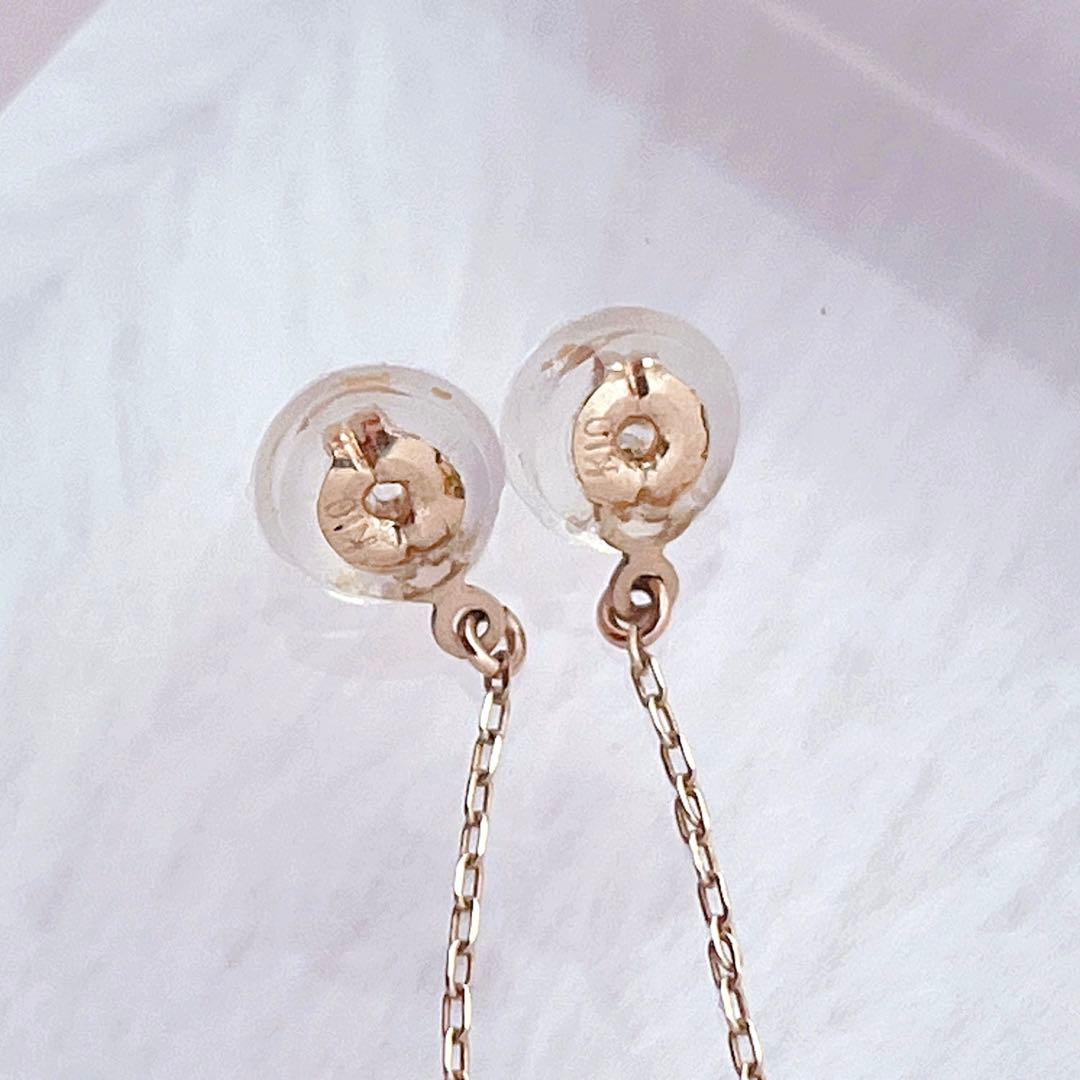 【未使用級】cui-cui K10YG バイカラー チェーンフープピアス 可愛い