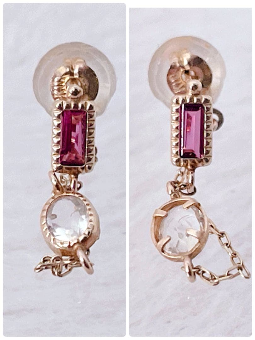 【未使用級】cui-cui K10YG バイカラー チェーンフープピアス 可愛い