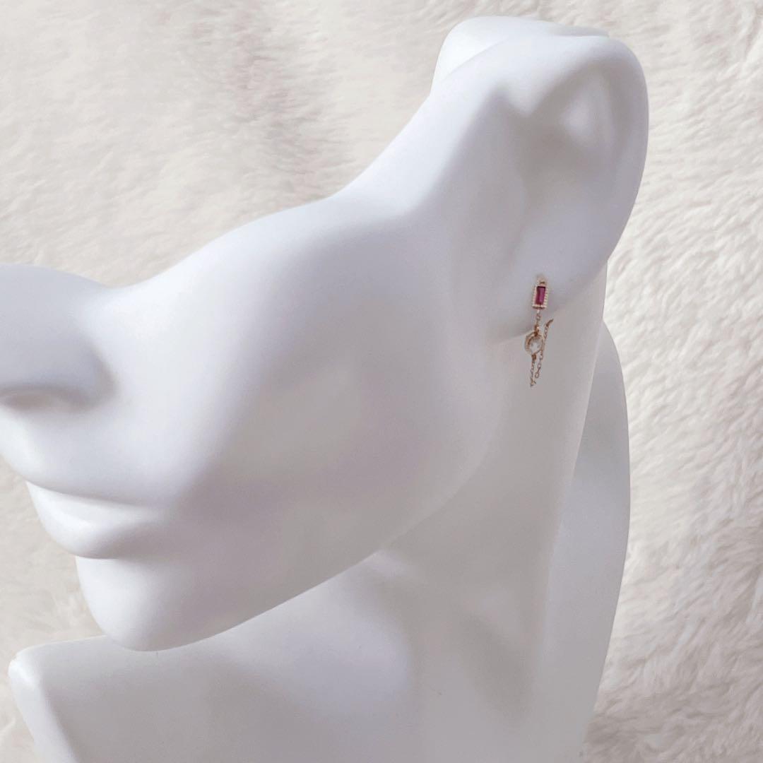 【未使用級】cui-cui K10YG バイカラー チェーンフープピアス 可愛い