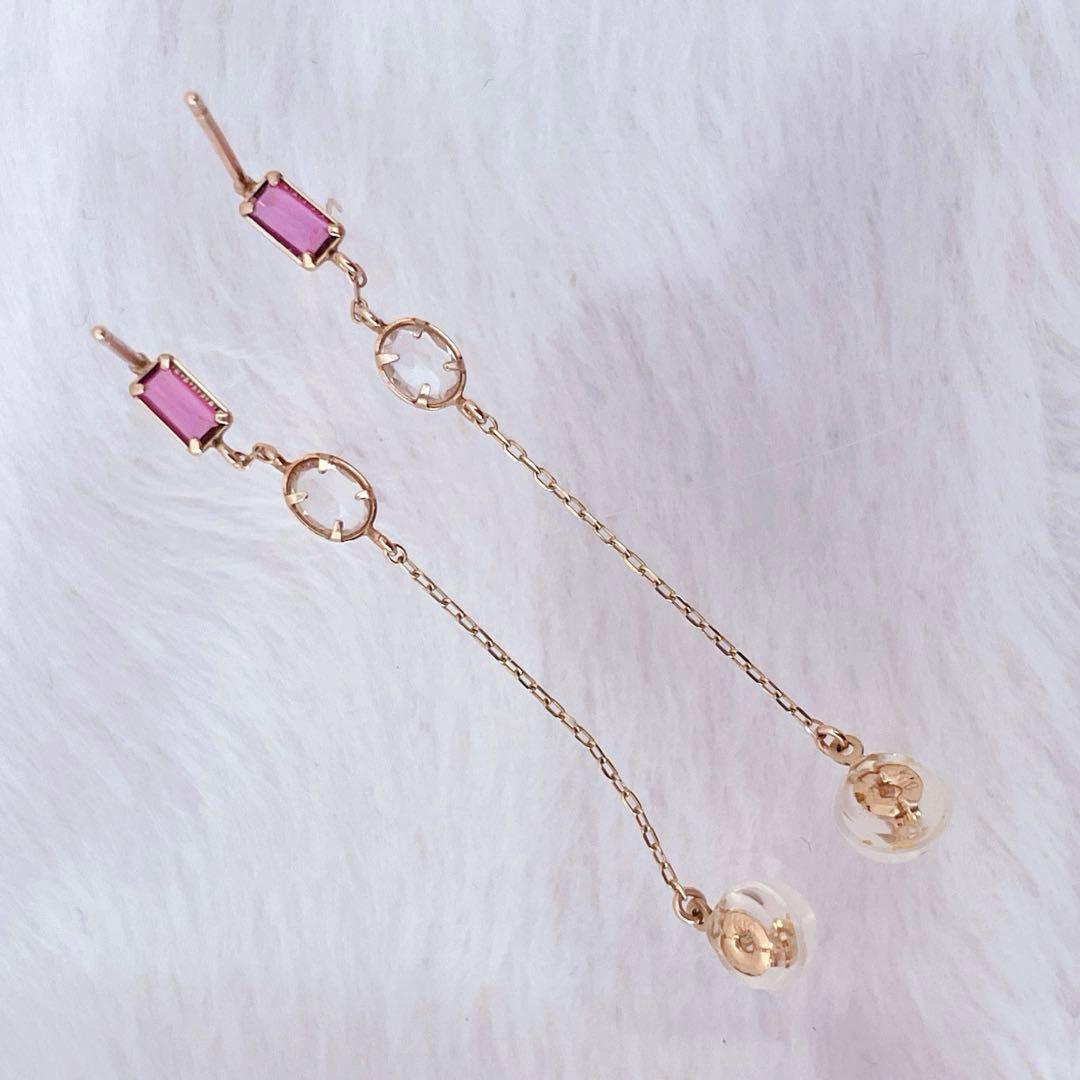 【未使用級】cui-cui K10YG バイカラー チェーンフープピアス 可愛い