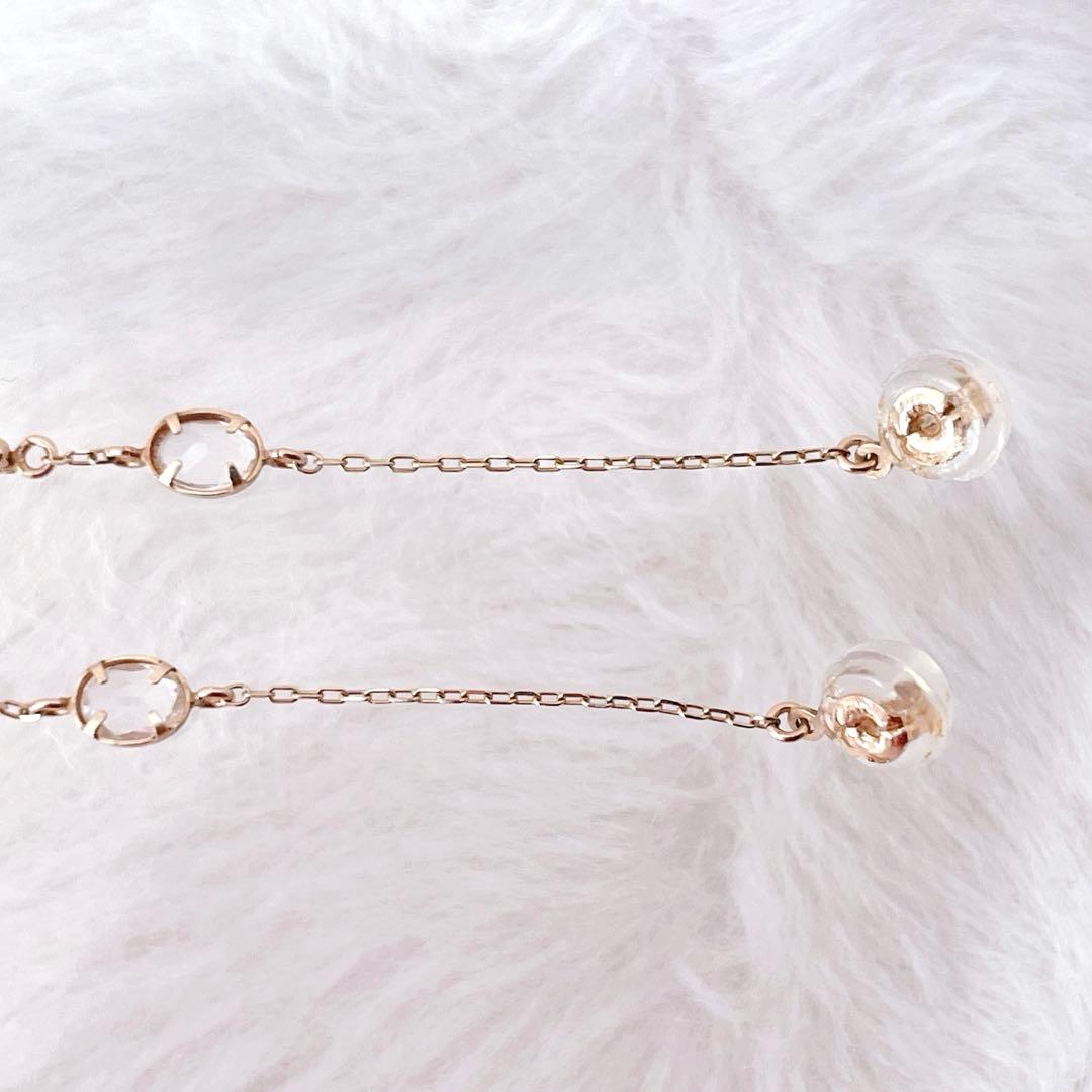 【未使用級】cui-cui K10YG バイカラー チェーンフープピアス 可愛い