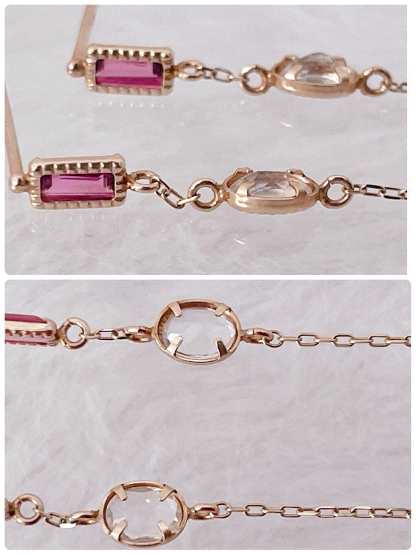 【未使用級】cui-cui K10YG バイカラー チェーンフープピアス 可愛い