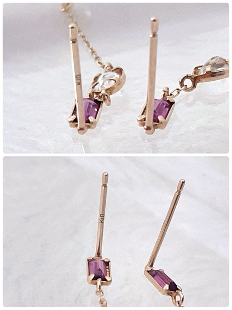 【未使用級】cui-cui K10YG バイカラー チェーンフープピアス 可愛い