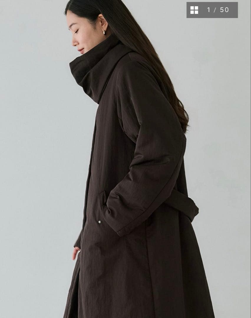 crewre クルーレ 2wayノーカラーパファーコート ブラウン　サイズ3