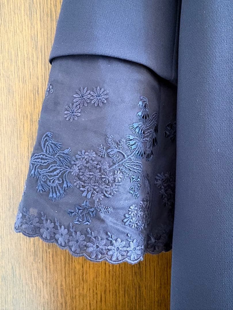 【未使用】マメクロゴウチ25AW レースカフスワンピース　ネイビー　1サイズ