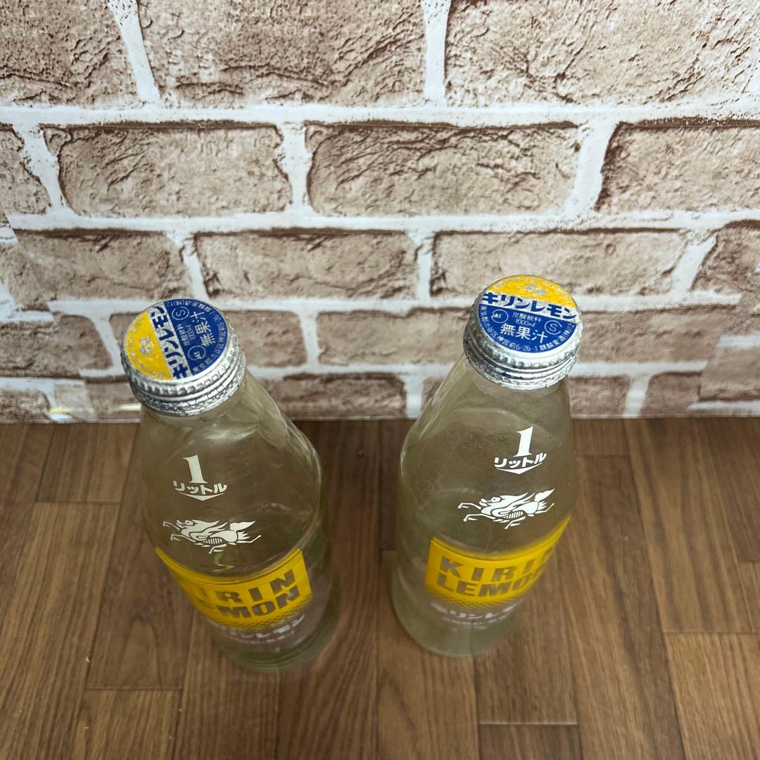 【昭和レトロ】1リットル　空瓶・キリンコンテナケース　ファンタ キリンレモン