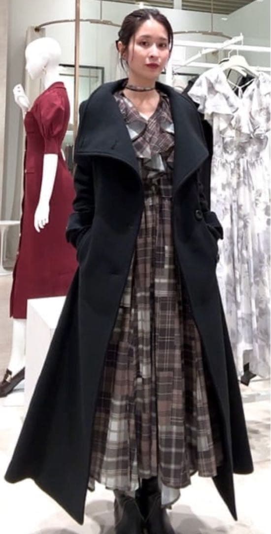 【みぃ】rienda シアーパターンイレヘムワンピ(ベルトセット)