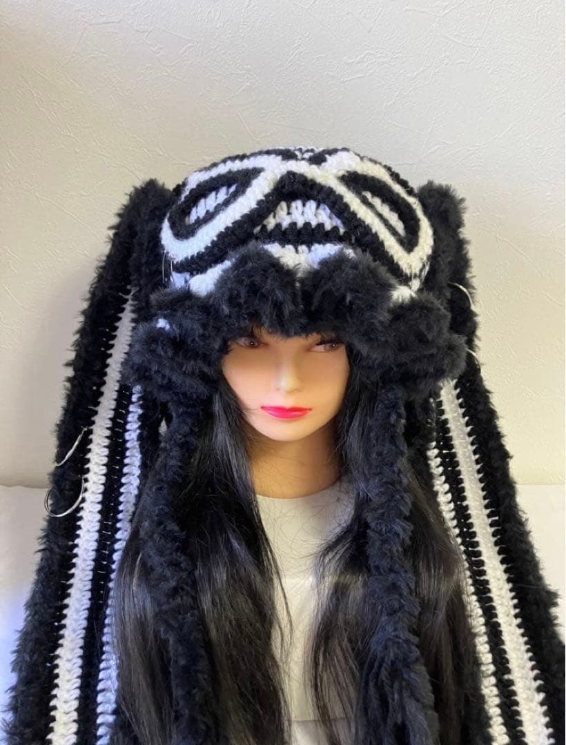 うさ耳ニット帽　ネコ耳ニット帽　ボンネット　パンク　量産型　ゴスロリ　y2k ☺︎