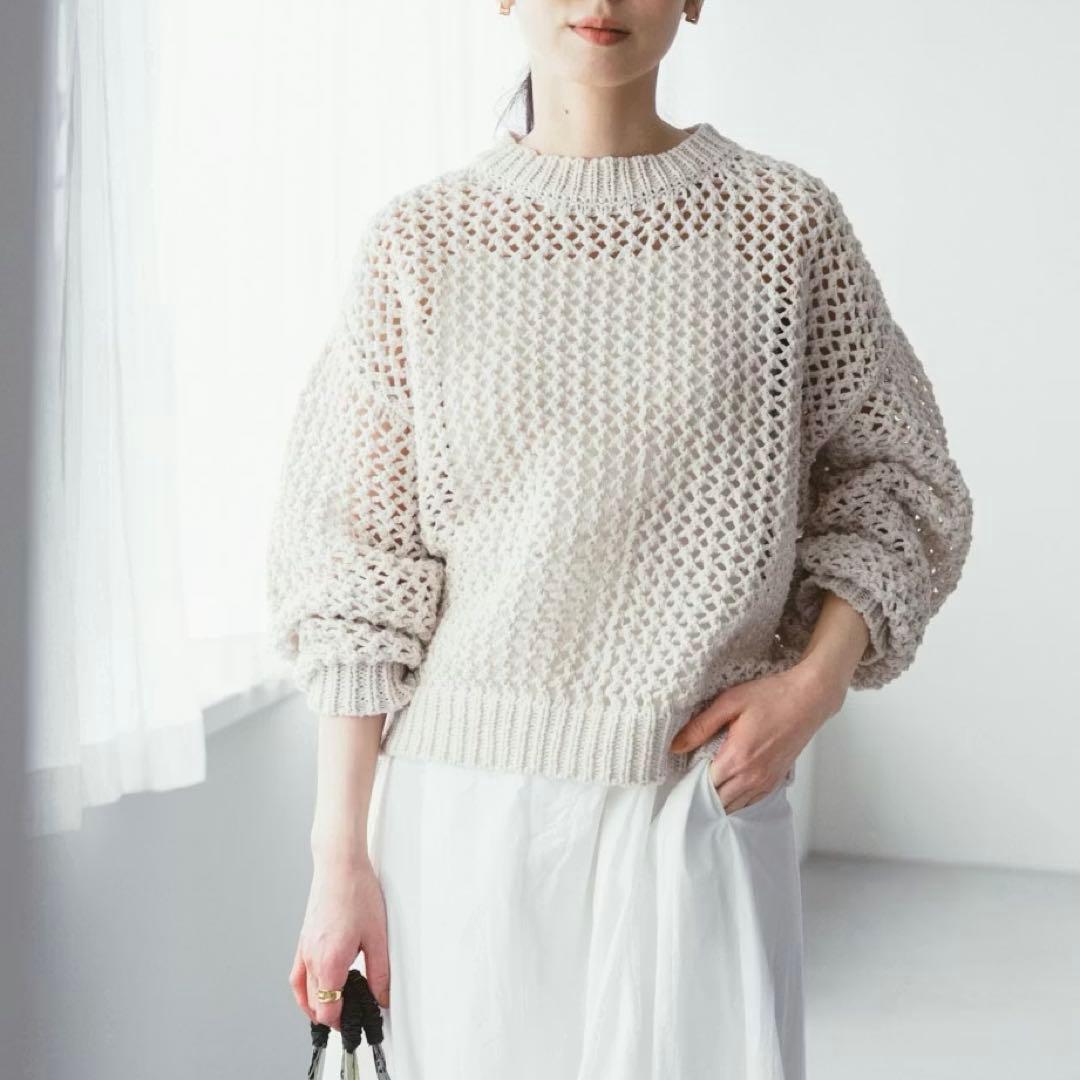 北欧暮らしの道具店 LIYOCA リヨカ メッシュ編みニット グレージュ