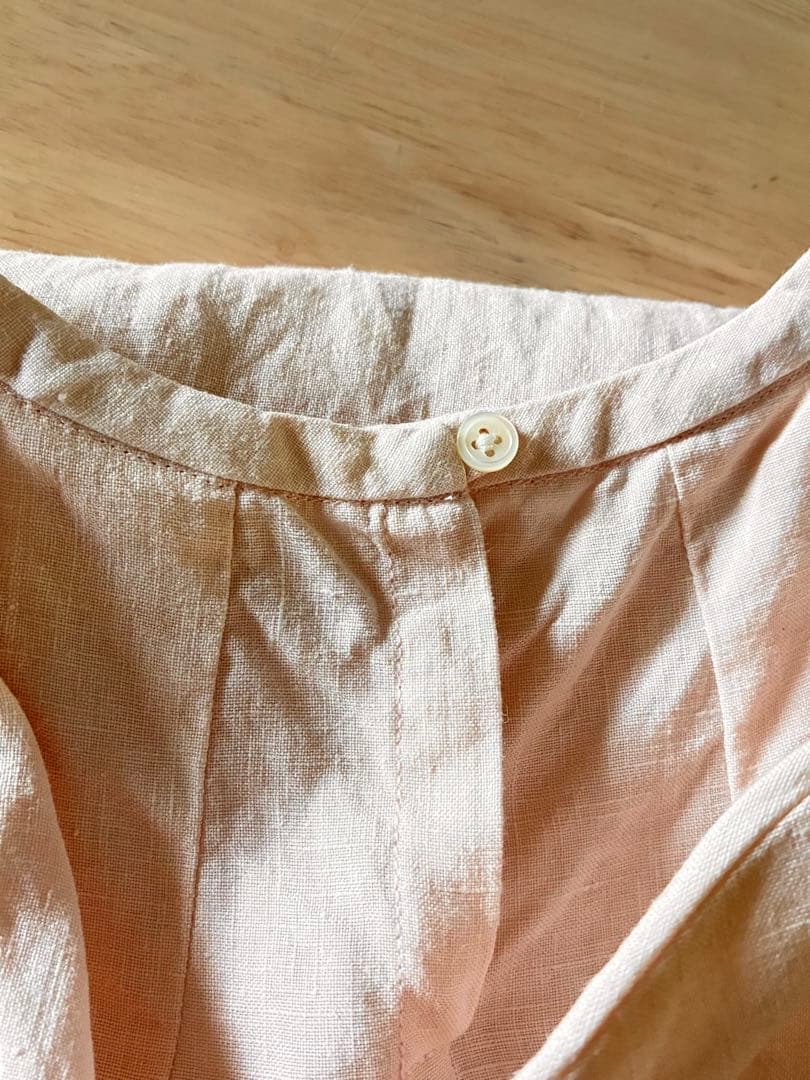 【週末値下！】 かぐれ リネンクルーネックハーフスリー 半袖 ブラウス ピンク