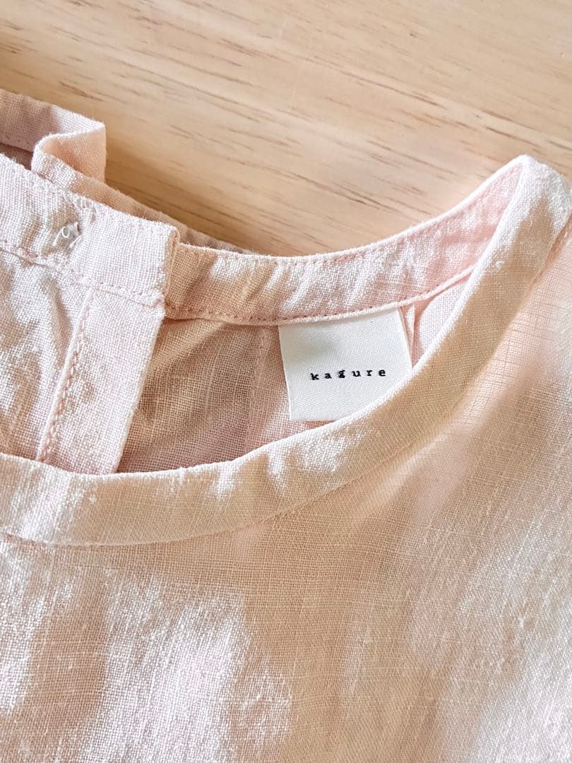 【週末値下！】 かぐれ リネンクルーネックハーフスリー 半袖 ブラウス ピンク