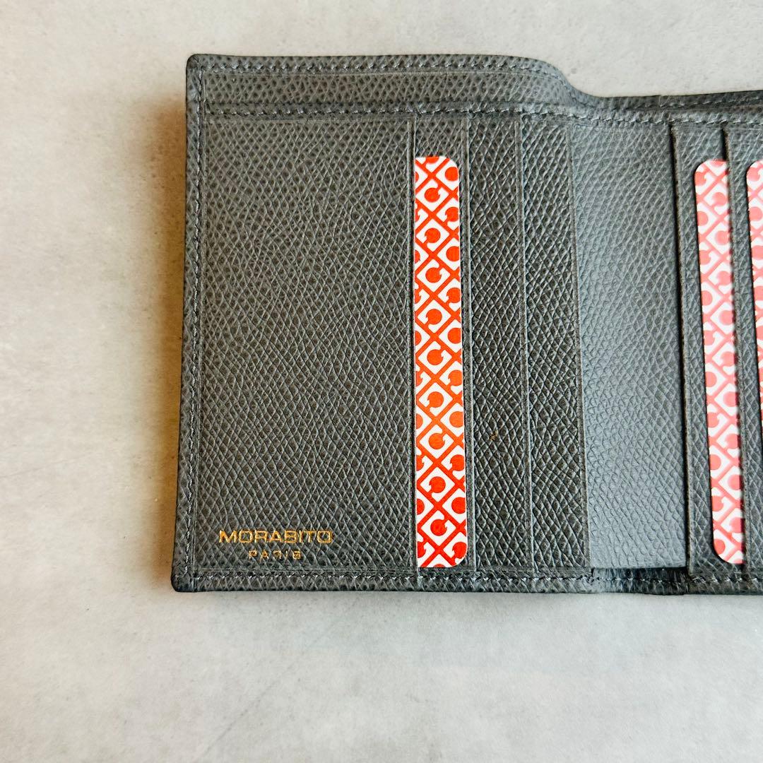廃盤✨希少✨MORABITO レザー　二つ折り財布　コンパクトウォレット　グレー