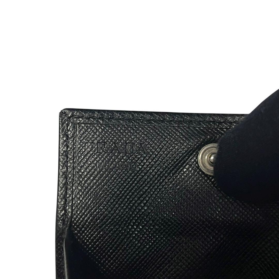 希少✨プラダ ケース 小銭入れ サフィアーノレザー 三角ロゴ ブラック