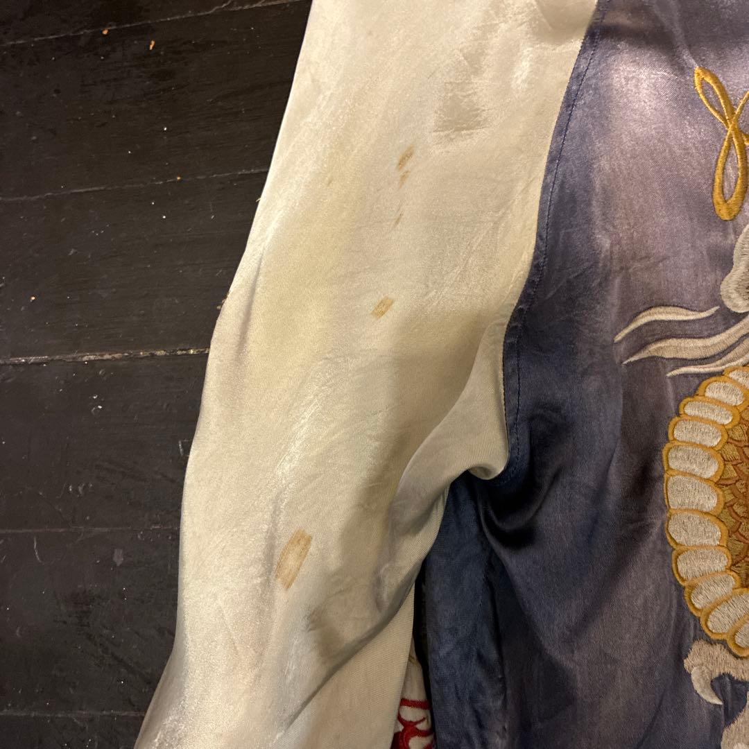 リバーシブルスカジャン双龍&舞妓&JAPAN Mapブルーフェードナス紺。