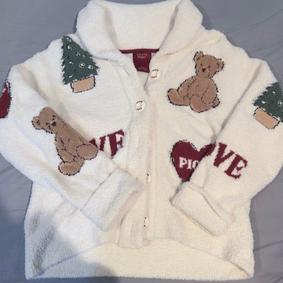 ジェラートピケ ジェラピケ ルームウェア カーディガン クリスマス 白