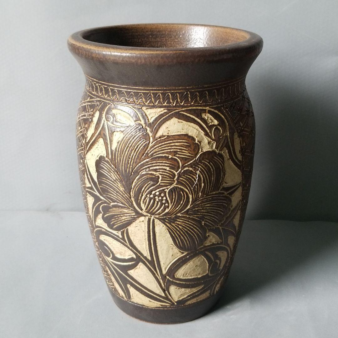 お値下げしました⤵信楽焼　傘立て  茶芙蓉 高さ４５cm