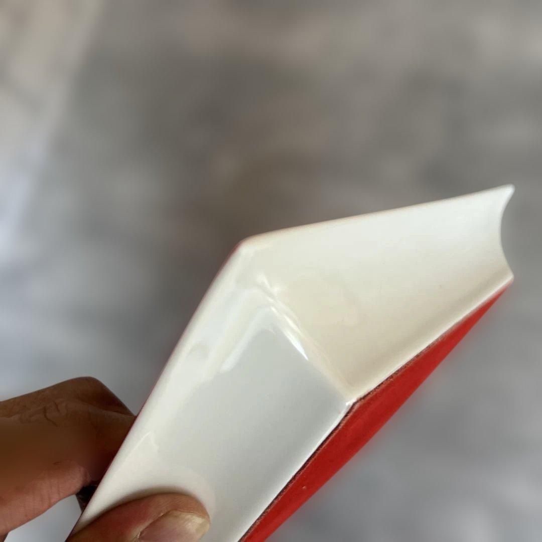 HERMES SELLIER 赤 陶器トレイ　灰皿　アッシュトレイ