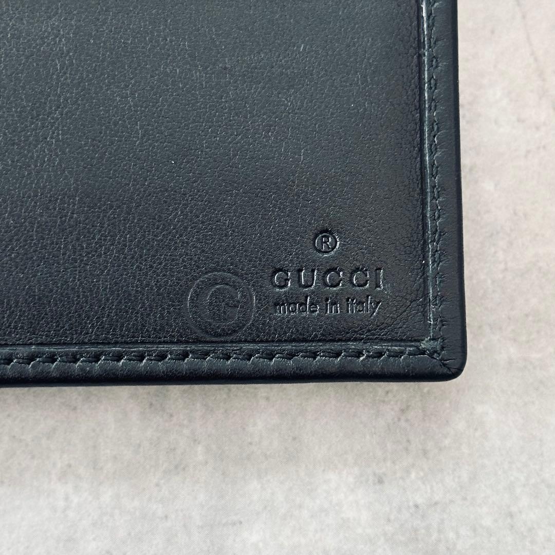 小物 GUCCI Logo plate leather bifold wallet