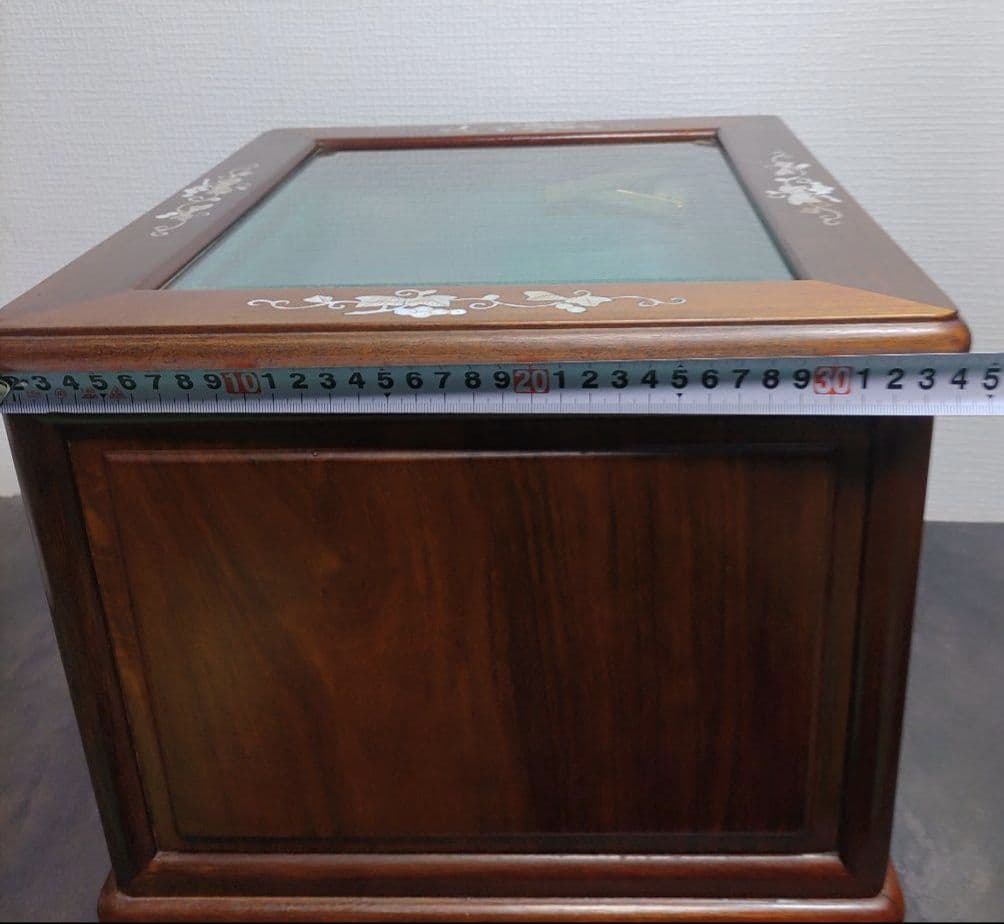 美品　螺鈿細工 ジュエリーケース二段引き出し 唐木 葡萄柄 花梨無垢材