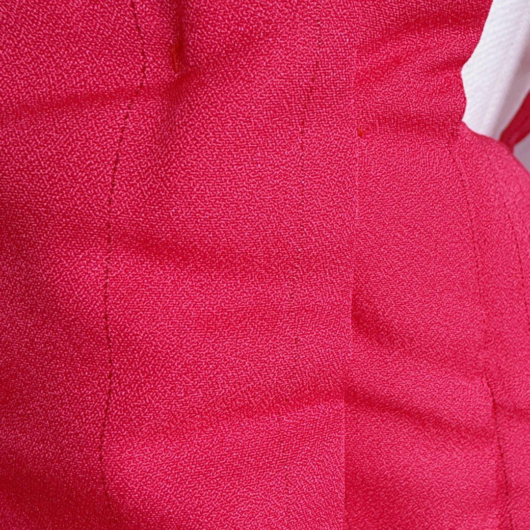 【新品未使用】七五三　３歳　女の子　被布フルセット　ピンク赤　無地