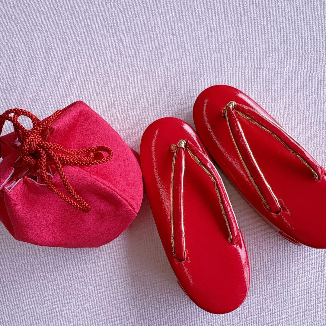 【新品未使用】七五三　３歳　女の子　被布フルセット　ピンク赤　無地