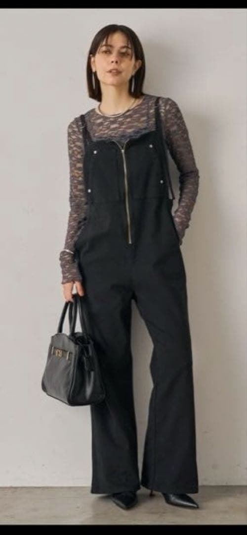 LOUNGEDRESS ラウンジドレス デニムオールインワン S ブラック