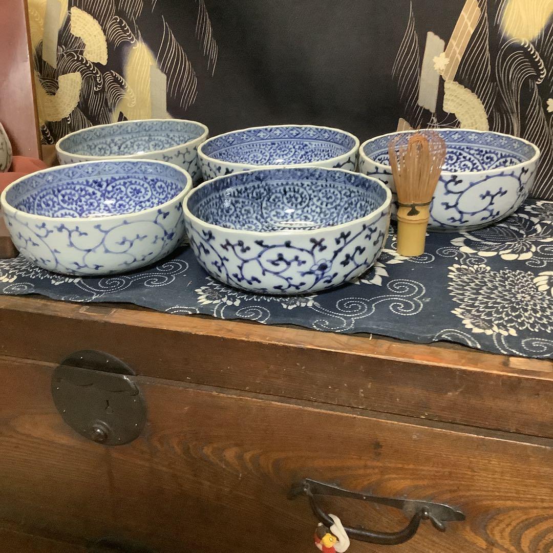 古伊万里　蛸唐草　富貴長春　大膾皿　江戸　6客　李朝・大聖寺・輪島塗・九谷焼好き