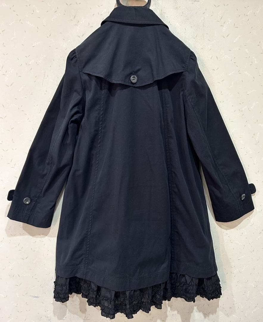 ＊PINK HOUSE 丸襟 フリル 2WAY ブラック トレンチコート