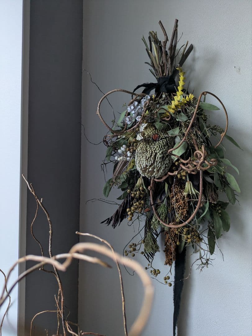ドライフラワー　スワッグ　インテリア　バンクシア