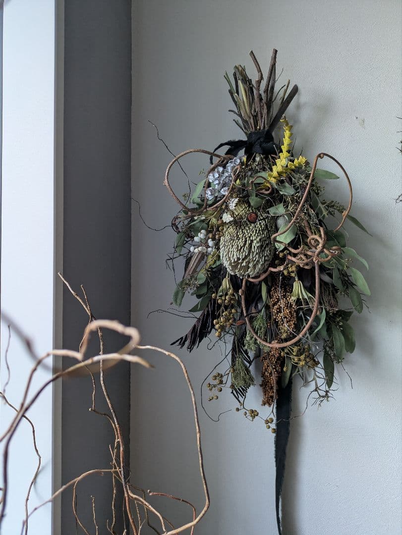 ドライフラワー　スワッグ　インテリア　バンクシア